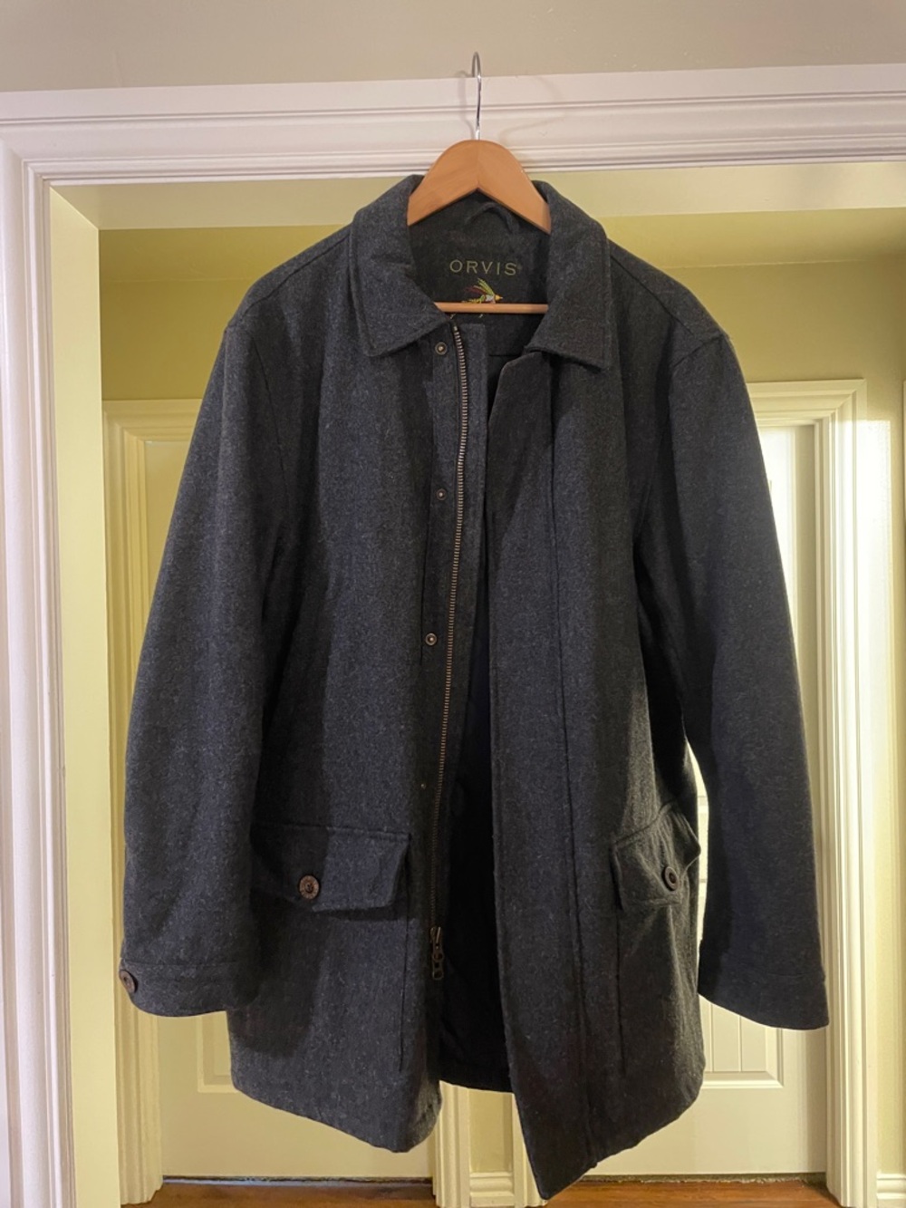 Orvis Men's Dark Charcoal Wool Pea Coat